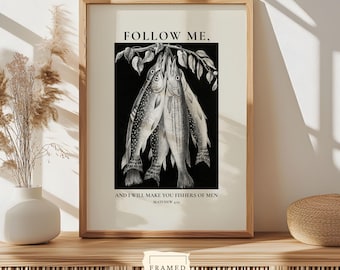 Follow Me I will make you fishers of men, Matthew 4:19, Bible Verse wall art Printable, Bible Verse Art, Bible Digital Print Download