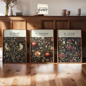 Names of God Set of 3 Posters | Hebrew & Jewish Names Wall Art | El Shaddai Bible Print | Christian Digital Download | Christian Wall Art