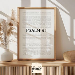 Psalm 91 volledige schrift NBJV kunst aan de muur - christelijk huisdecor-bijbelvers muurkunst-populair christelijk huisdecor - Psalm 91 Wall Art Print
