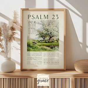 German Psalm 23 Vintage Sheep Scripture Wall Art, Bible Verse Printable Wall Art, Digital Print, German Bible Wall Art, Christian Decor