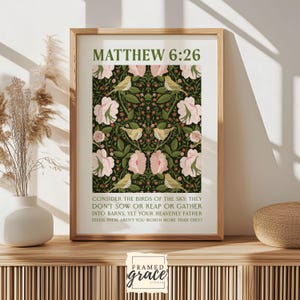 Matthew 6:26 Christian Poster, Vintage Printable Wall Art, Digital Download, Bible Verse Wall Art, Room Decor Aesthetic, Christian Decor