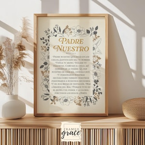 The Lord's Prayer in Spanish Wall Art, Matthew 6 Vintage Christian Prints, The Lord's Prayer Wall Art, Decoracion Espanol, Digital Download