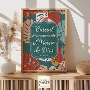 Mateo 6:33 Spanish Bible Verse Print, , Decor Espanol, Spanish Scripture Decor, Digital Download, Christian Poster, Digital Print