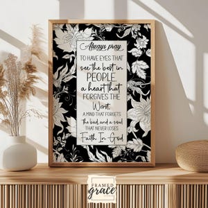 Always Pray Minimalist Bible Prayer Floral Design - Digital Art Download, Bible Prayer Scripture Art, Printable Bible Religious Prayer