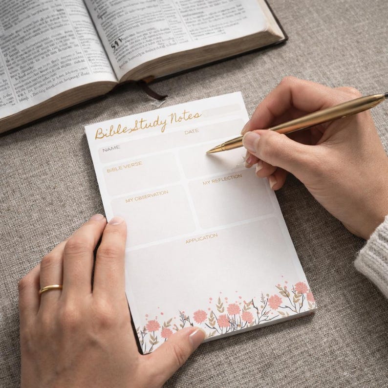 Scripture Stick Notes Floral Bible Study Sticky Note Pad, Scripture Study Notes, Bible Post ...