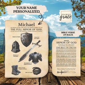 Personalized Full Armor of God Bible Book Cover, Custom Christian Gift Case, Bible Case, Religious Book Lover Gift, Gift for Him Bible