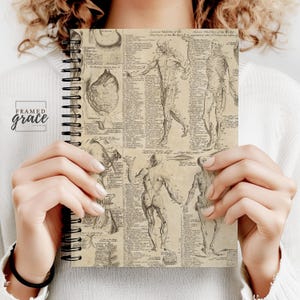 Vintage anatomische spiraal notebook - uniek cadeau voor liefhebbers van tijdschriften, student spiraal notebook, anatomische grafiek ontwerp, medisch student