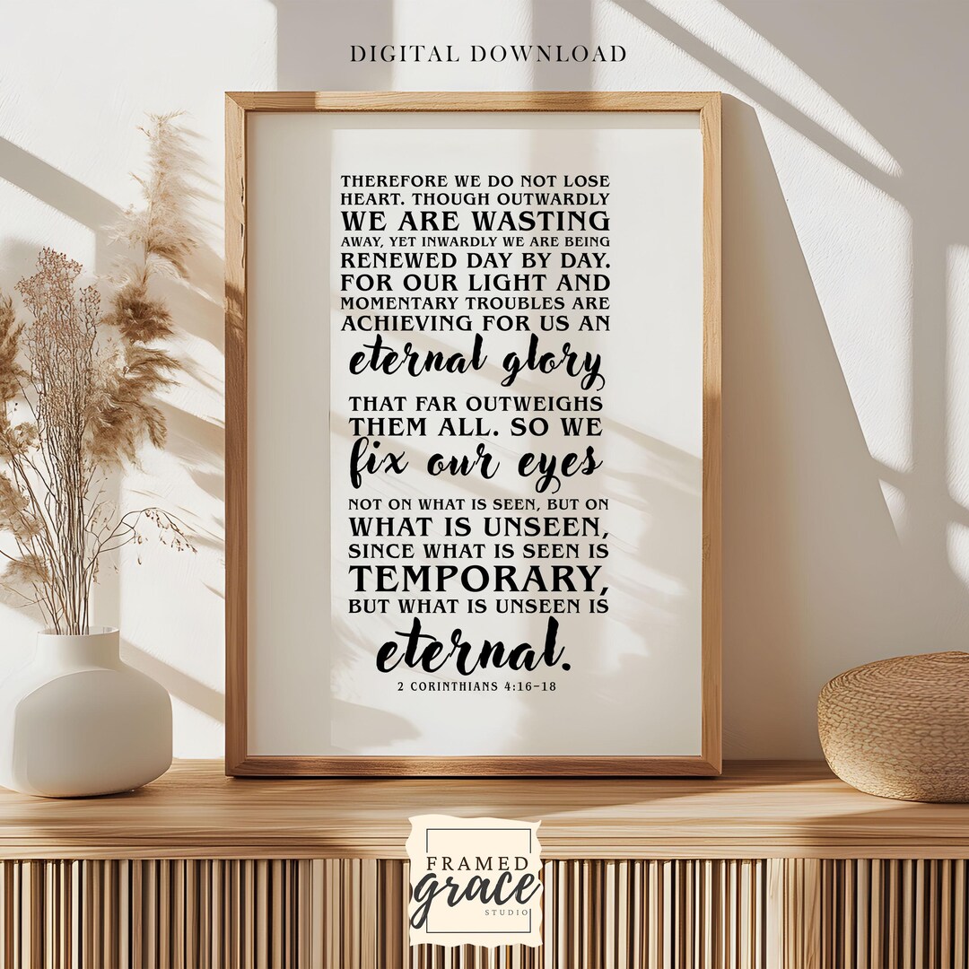 2 Corinthians 4:16-18 Bible Verse Wall Art, Eternal Glory Scripture ...