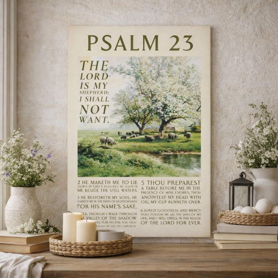 Psalm 23 Canvas Wall Art, the Lord is My Shepherd Scripture Print ...