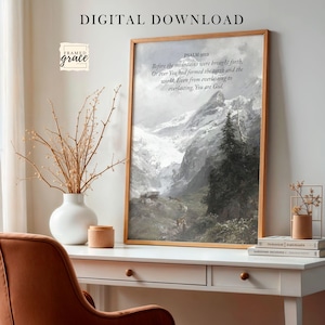 Psalm 90:2 Before the Mountains Bible Verse Wall Art, Christian Home Decor, Scripture Print, Inspirational Digital Download