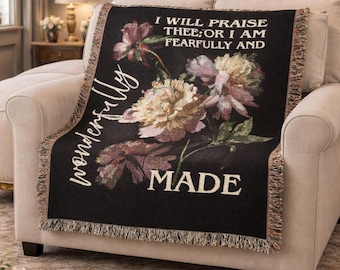 Fearfully and Wonderfully Made Cotton Woven Blanket, Christian Throw