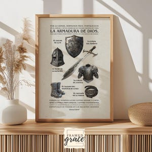 Spanish The Full Armor of God Christian Poster, Armor Printable Wall Art, Digital Print, Ephesians 6 Bible Spanish Christian Decor, RVR60