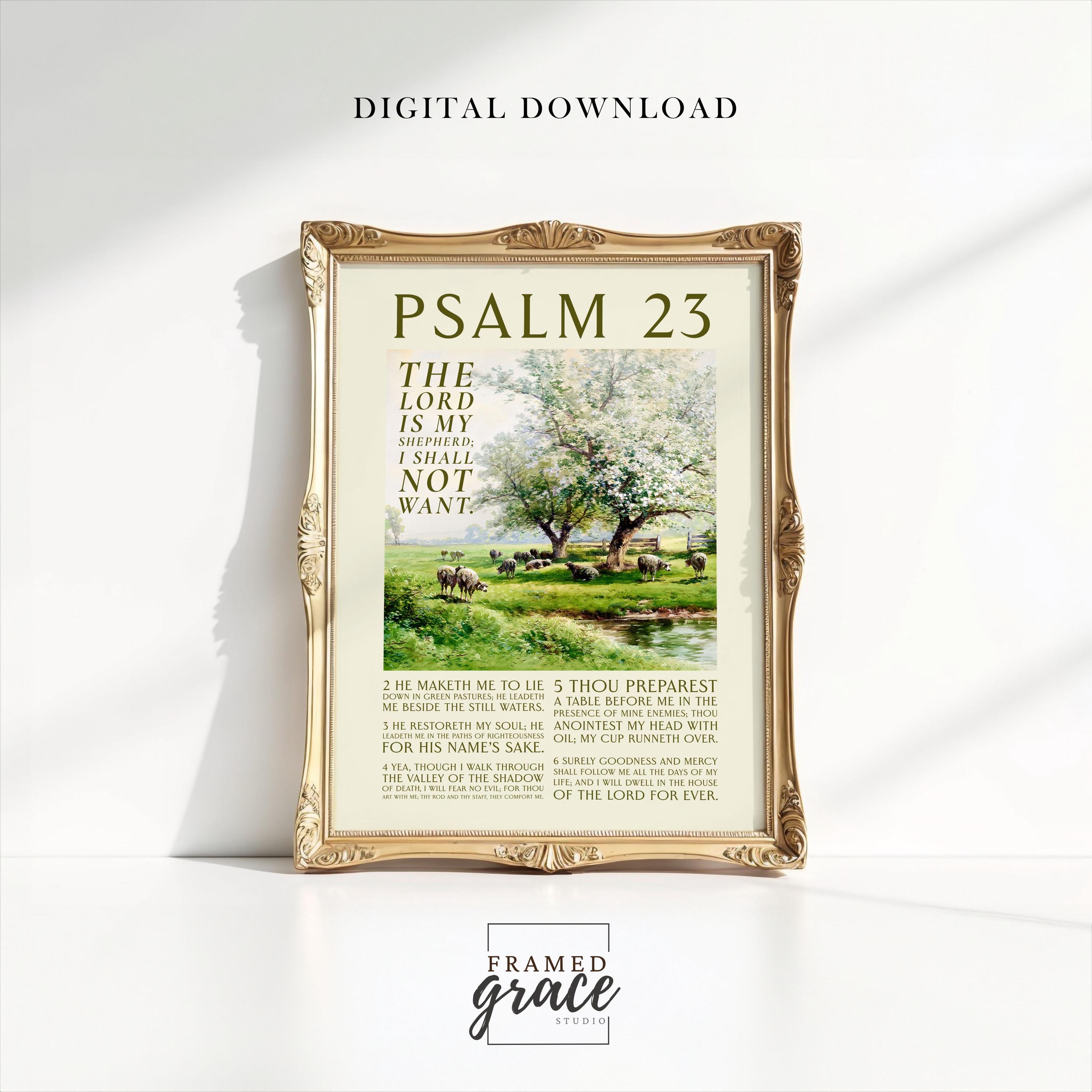 Psalm 23 (KJV) the Lord is My Shepherd Christian Poster, Vintage