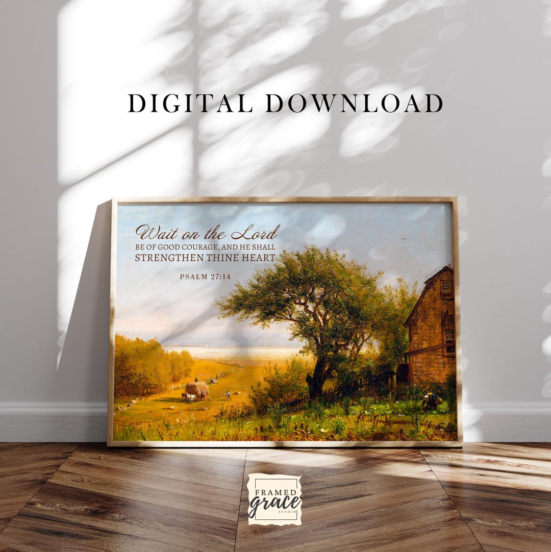 Psalm 27:14 Wait on the Lord Printable Wall Art | Christian Bible Verse ...
