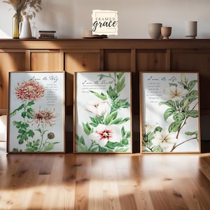 The Way, The Truth, The Life Scripture Posters, Christian Set of 3 Bible Verse Prints, Floral Christian Printable, Christian Gift for Women
