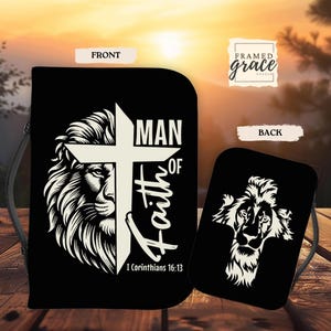 Pastor Gift Man of Faith Bible Sleeve Cover, Christian Gifts, Fathers Gift for Dads, Catholic Accessories, Bible Accessory, Mens Bible Case