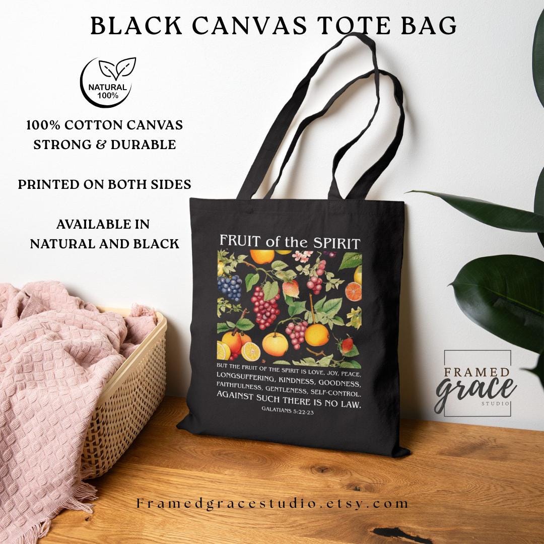 Borsa tote con dedica biblica Fruit of the Spirit, borsa tote con Gesù, regalo di ispirazione cristiana, preghiera, fede, Frutto dello Spirito, cm