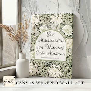 Spanish Lamentations 3 Bible Verse Canvas Wall Art, His Mercies Are New Every Morning, Christian Scripture Print, Bible Verse Wall Decor