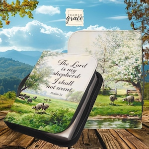 Psalm 23 Bible Cover, Christian Gifts, First Communion, Catholic Gift for Her, The Lord is my Shepherd Christian Gift, Bible Sleeve Cover