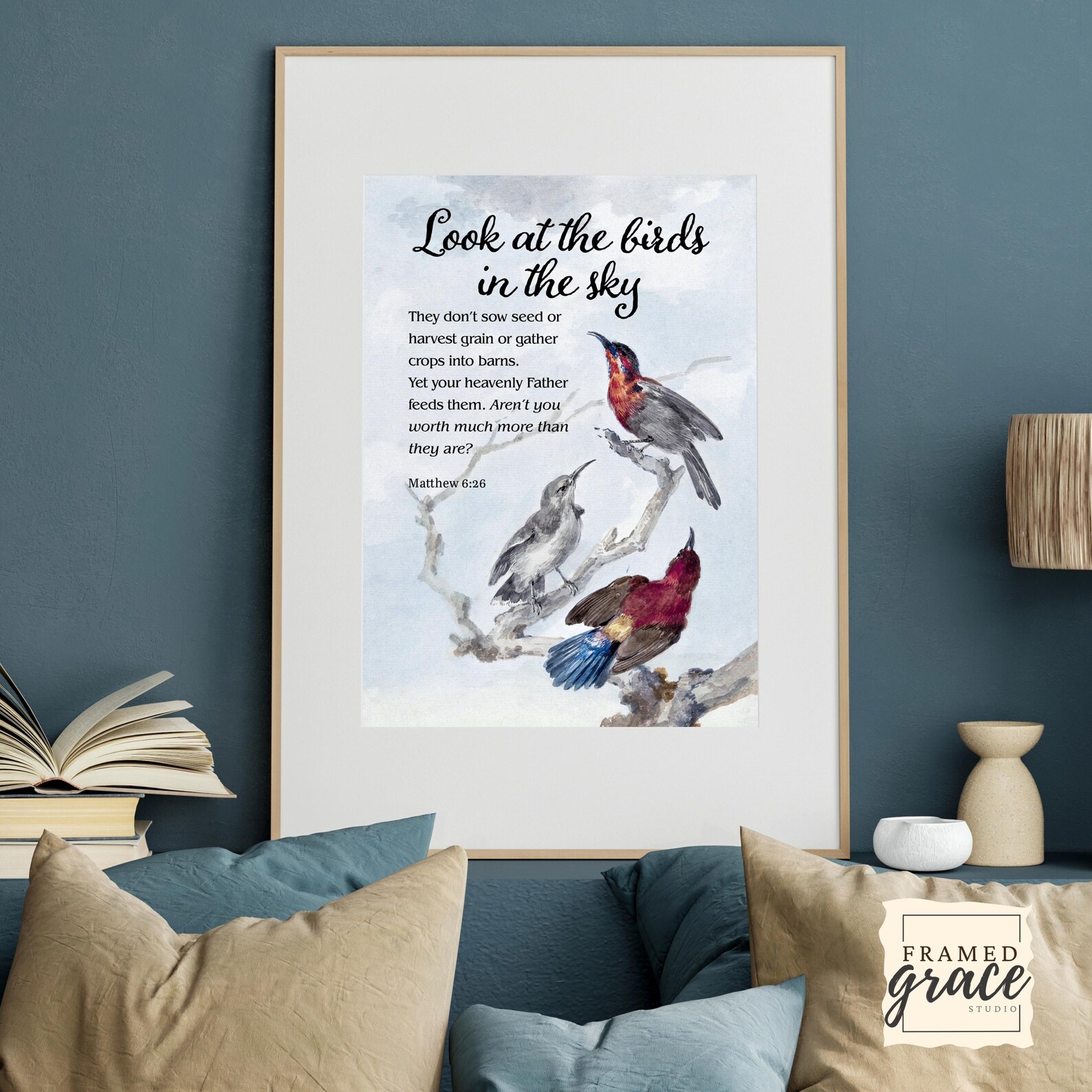 Matthew 6:26 Bible Verse Print, Look at the Birds Scripture Poster ...
