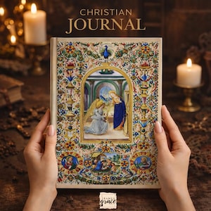 Carnet médiéval chrétien | Psaume 51 - Journal de l'Annonciation | livre d'art chrétien vintage | Cadeau catholique | Journal de prière et de foi