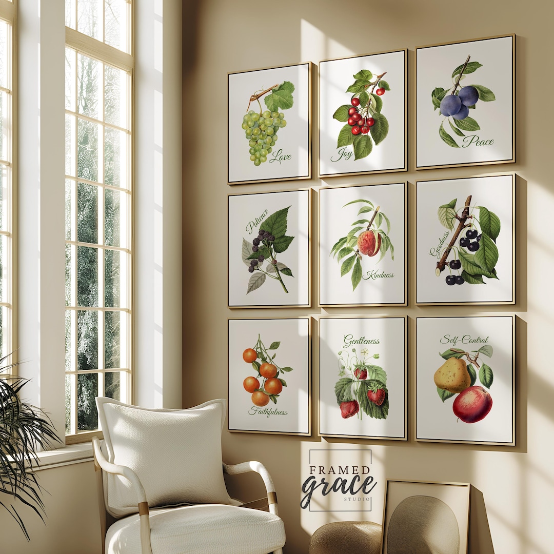 Fruit of the Spirit Wall Art Set of 9, Christian Printable Decor ...