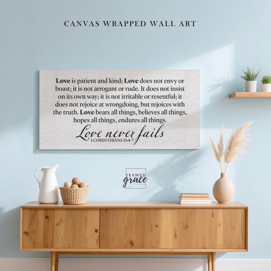 Love is Patient Love is Kind Canvas Wall Art, 1 Corinthians 13 ...