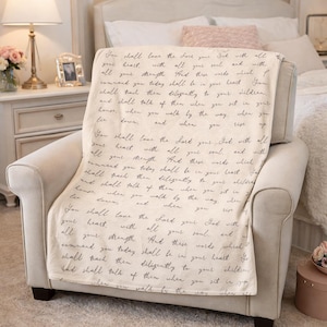 Scripture Throw Blanket | “Love the Lord Your God” Deuteronomy 6:5 | Christian Sherpa & Velveteen Blanket | Faith Home Decor Gift