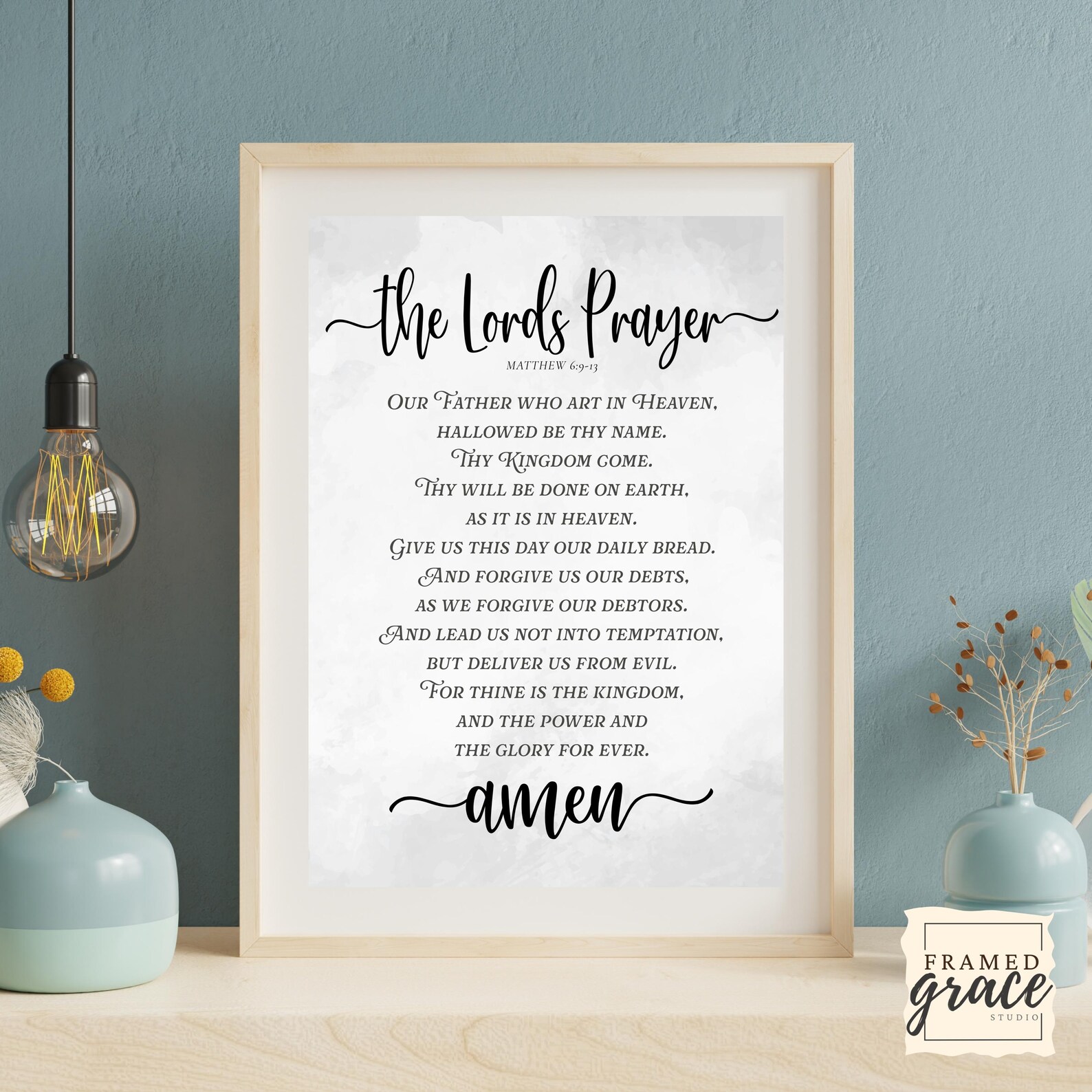 The Lords Prayer Wall Art (KJV), Minimalist Bible Verse Printable ...
