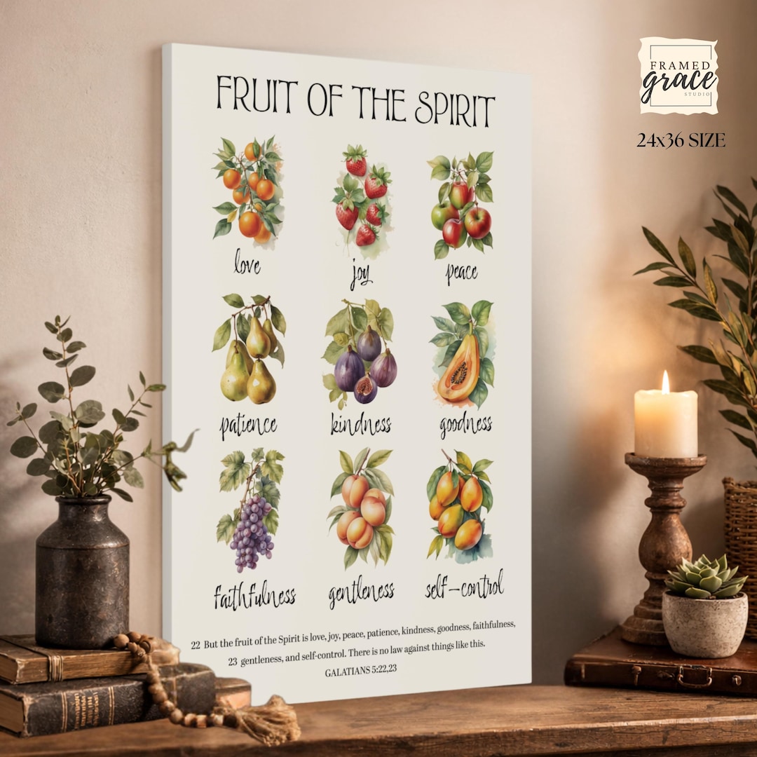 Fruit of the Spirit Canvas Wall Art, Galatians 5:22-23 Scripture Print ...