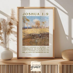 Joshua 1:9 Christian Poster, Printable Wall Art, Digital Download, Bible Verse Wall Art, Scripture Room Decor, Christian Wall Art