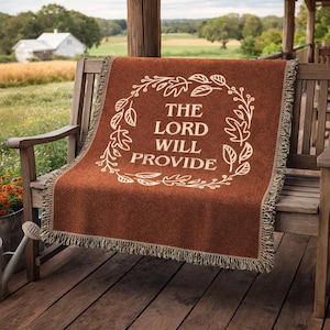 Christian Woven Cotton Blanket, The Lord Will Provide Scripture Throw
