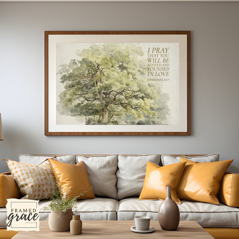 Cottage Scripture Image Watercolor Vintage Christian Wall Art, Ephesians 3:17, Scripture Art ...