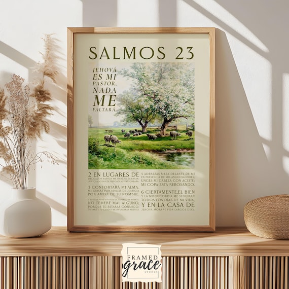 Spanish Psalm 23 Vintage Sheep Scripture Wall Art Spanish Bible