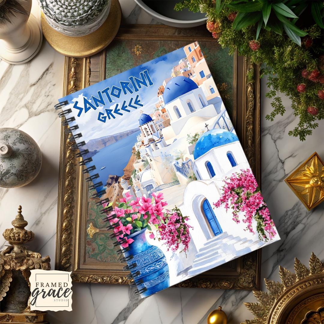 Santorini Greece Spiral Notebook , Gift for Journal Lovers, Travel ...