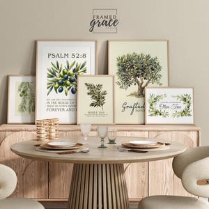 Psalm 52:8 Green Olives Printable Wall Art , Vintage Bible Verse Decor Set of 6, Digital Wall Art, Scripture Wall Art, Christian Decor