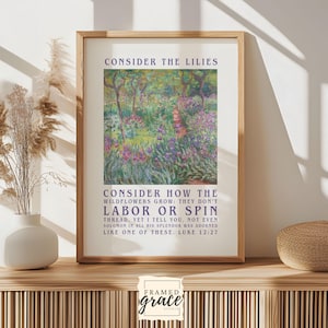 Luke 12:27 Christian Purple Wall Art, Floral Purple Printable Wall Art, Scripture Art, Christian Wall Decor, Digital Download, Purple Art