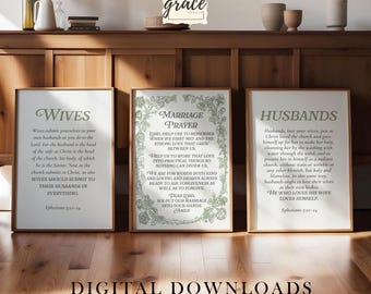 Marriage Prayer Ephesians 5:22-28 Bible Verse Wall Art, Set of 3 Christian Marriage, Wedding Gift, Christian Anniversary, Scripture Wall Art