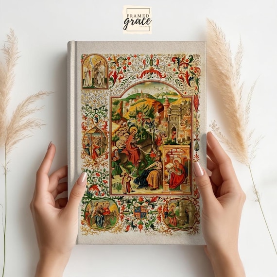 Medieval Biblical Journal, Early Life of Jesus Notebook, Illuminated Bible Art, Christian Diary, Medieval Catholic Gift,Prayer Journal Gift