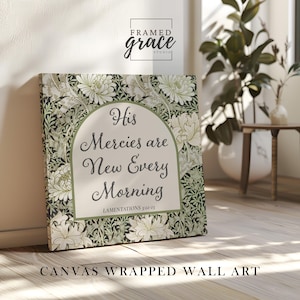 Floral Christian Canvas Wall Art: His Mercies are New