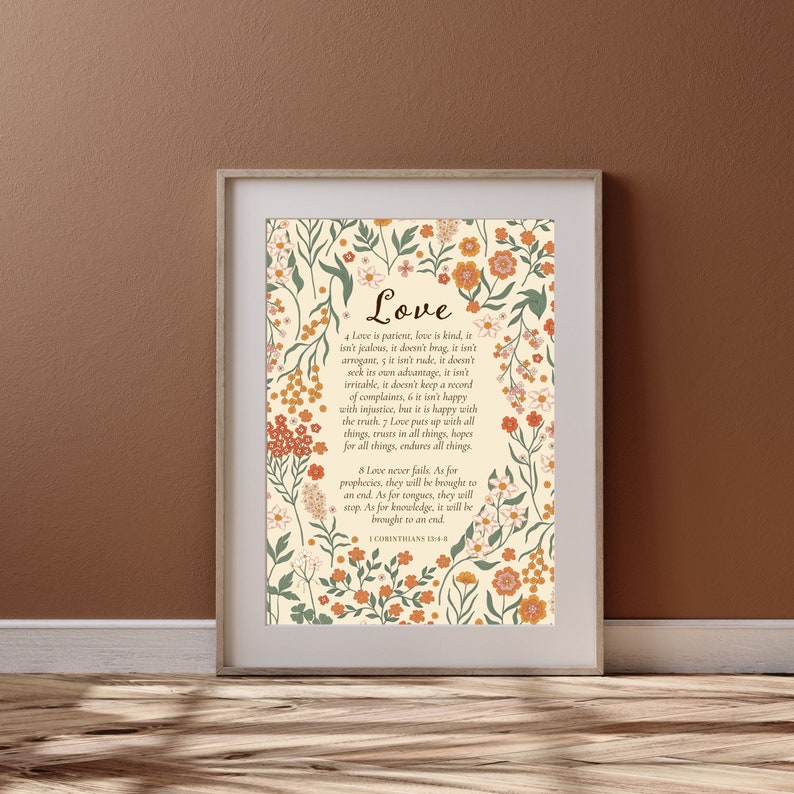 Love is Wall Art, 1 Corinthians 13 Scripture Print, Christian Bible ...