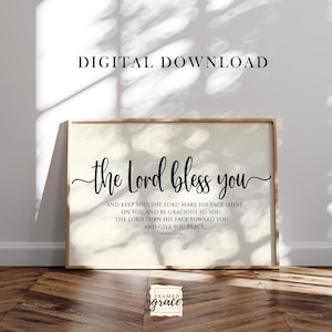 The Lord Bless You, Minimalist Bible Verse Printable, Numbers 6:24-26 Bible Verse Digital Download, Scripture Wall Art, Catholic Home Decor