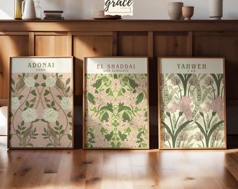 Gods Name Bible Verse Prints Bundle, Christian Wall Art Bundle , Adonai El Shaddai Yahweh - Digital Download, Gods Name Bible Verse Prints