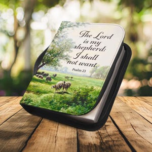 Bijbelomslag Psalm 23, christelijke geschenken, eerste communie, katholiek cadeau voor haar, de heer is mijn herder christelijk cadeau, bijbelhoes