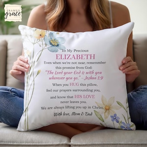Personalized Christian Hug Pillow for Daughter from Mom and Dad, Miss You Gift from Both Parents, Custom Scripture Pillow, Christian Gift