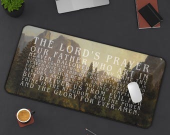 Tapete cristiano para escritorio con el Padre Nuestro y la montaña, decoración de oficina, regalo para el escritorio de oración, regalo motivacional, tapete con versículos bíblicos, decoración de las Escrituras