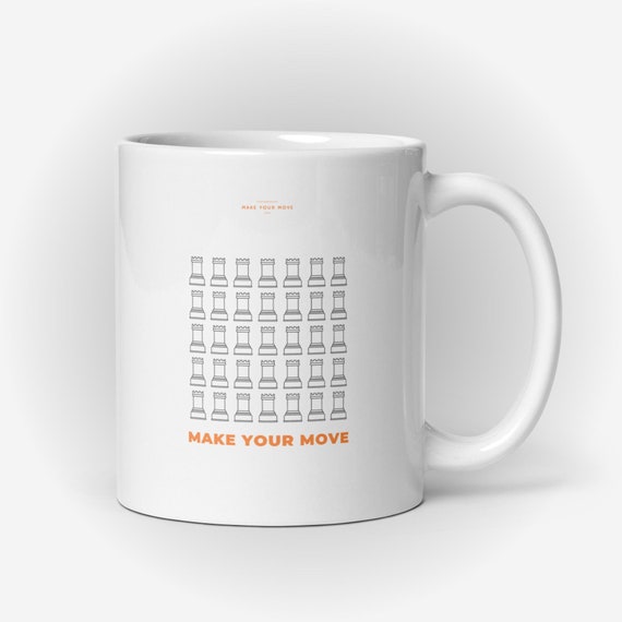 Rook Grid Mug 5x7 Chess Graphic 'MAKE YOUR MOVE' 