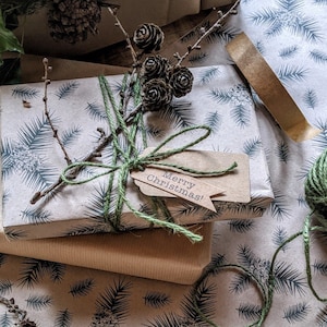 Pine Cone Kraft Wrapping Paper | 3m Roll | 100% Eco Friendly | Recyclable | Christmas Gift Wrap | Sustainable | Scandi Design