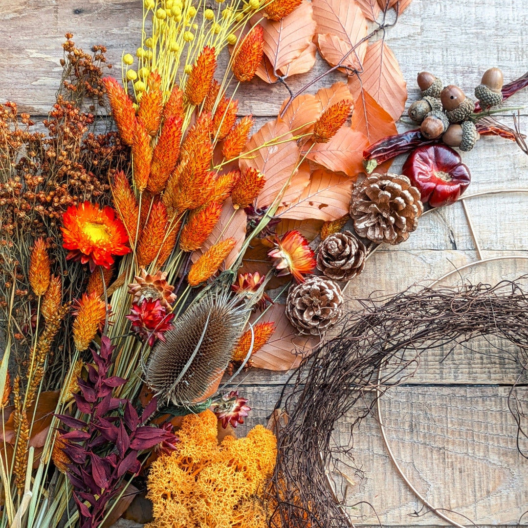 Autumn Dried Flower & Foliage Wreath Kit Craft Kit Create Your Own