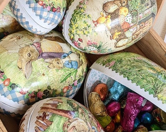 Beatrix Potter Vintage Paper Easter Egg Fillable Container • Easter Egg Hunt • Treat Box • Vintage Theme Easter Decorations  • Easter eggs